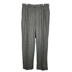 VTG Polo Ralph Lauren Men Linen Blend Pants 38x34 Herringbone Pleated Cuff New